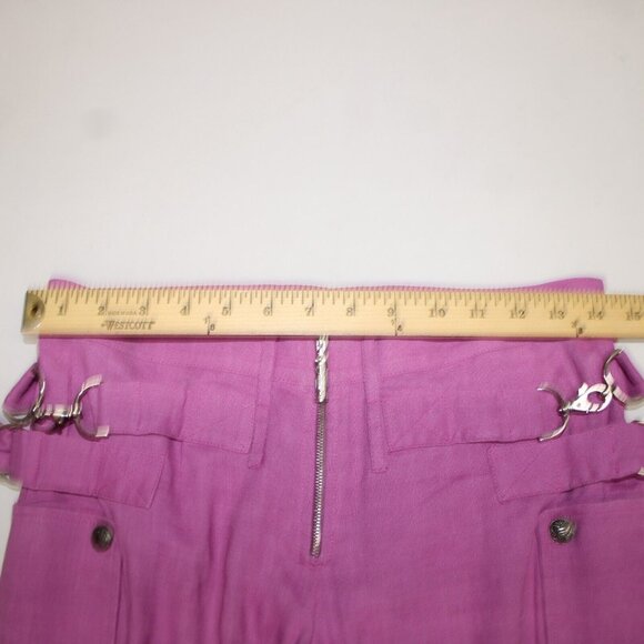 Gianni Versace Couture Sz 38 x 34 Purple Silver Hardware Unlined Linen Mod Pant - Picture 15 of 16